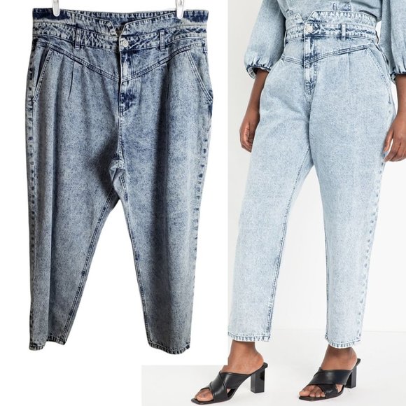 Eloquii Plus Size Super High Rise Blue Jeans Medium Blue Acid Wash - Picture 1 of 12